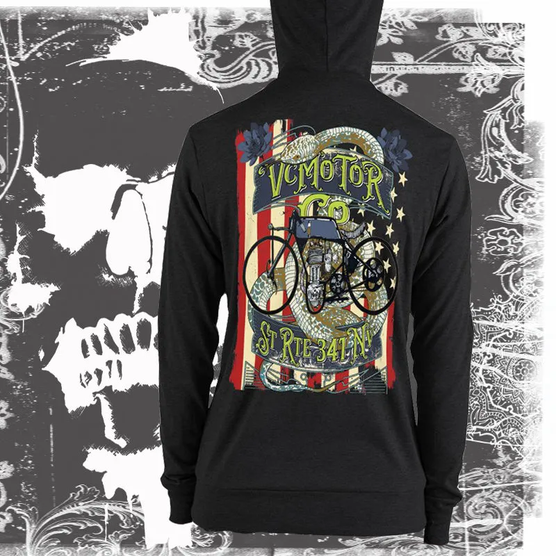 Vintage Bike Tattoo Zip Up Motorcycle Hoodie