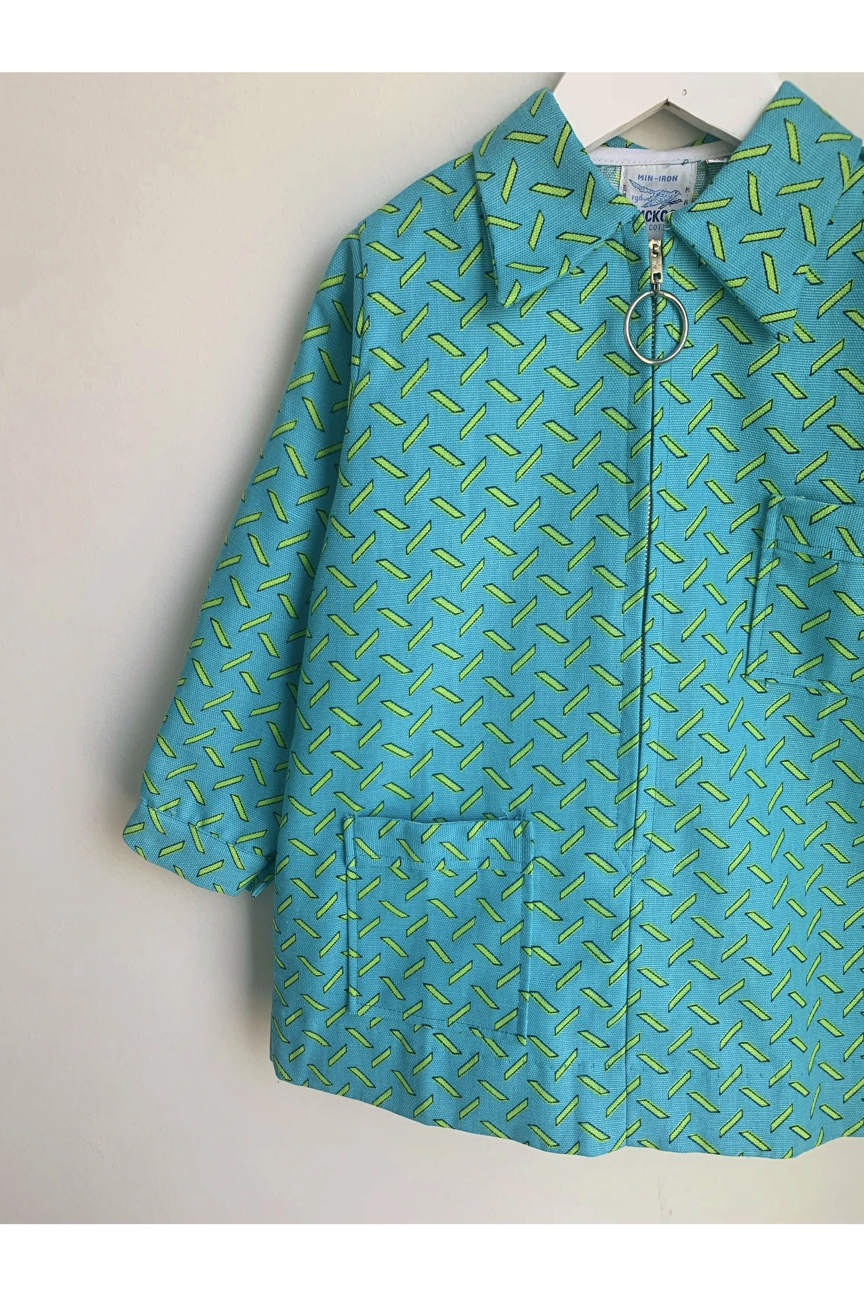 Vintage Mod Geometric Print Dagger Collar Jacket - Approx Size 3-5