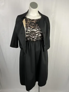 Vintage Size 14 Black & Champagne Lace Dress Set