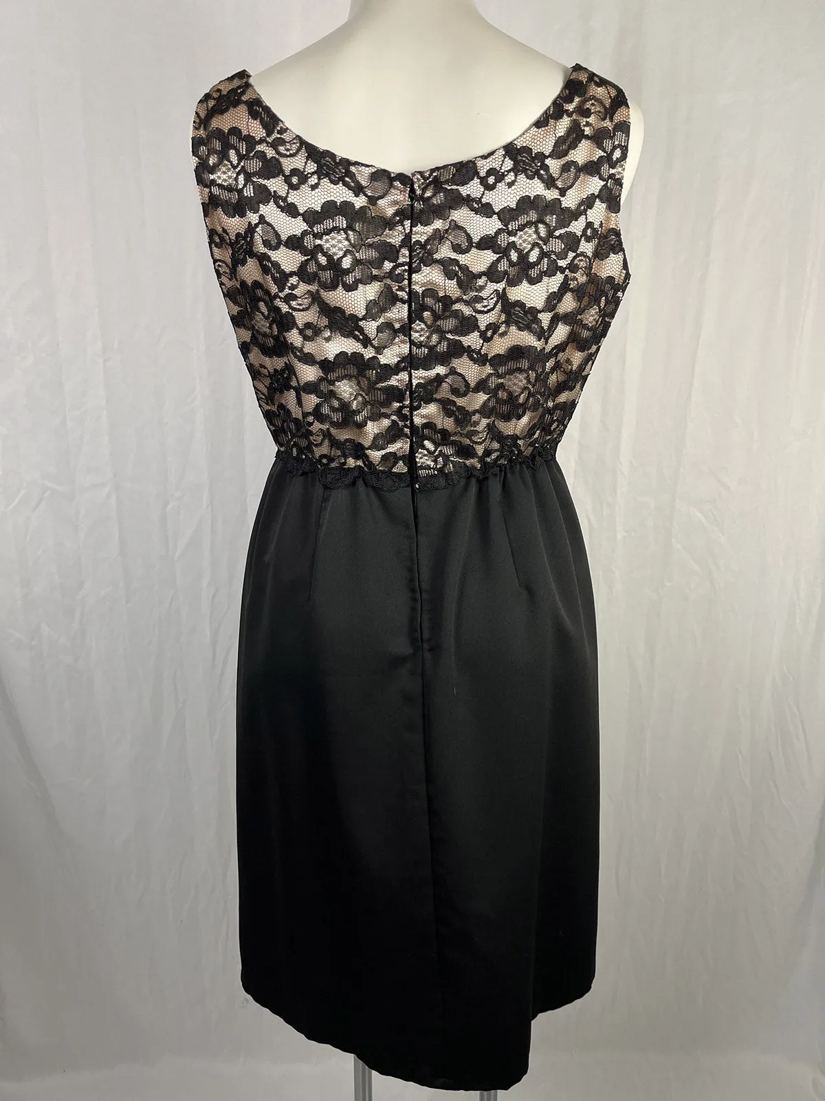 Vintage Size 14 Black & Champagne Lace Dress Set