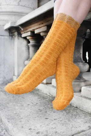 Vintage Yellow Cotton Rich Socks