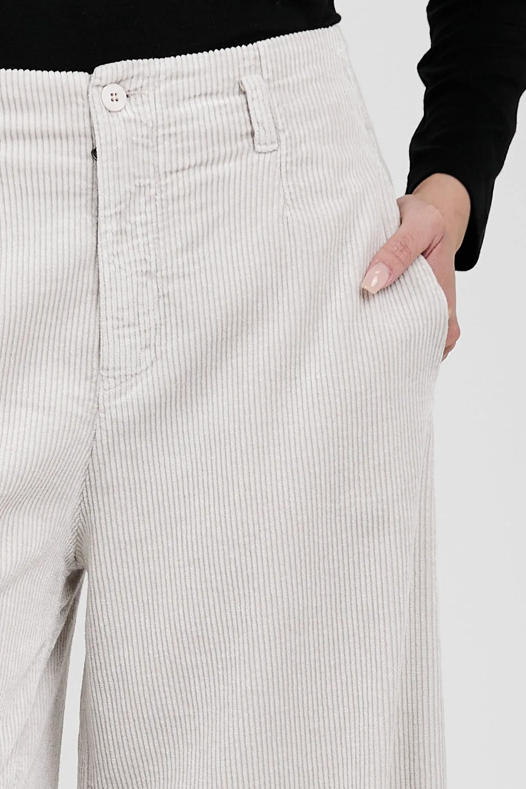 Wide Leg Cropped Trouser Pant in Ice