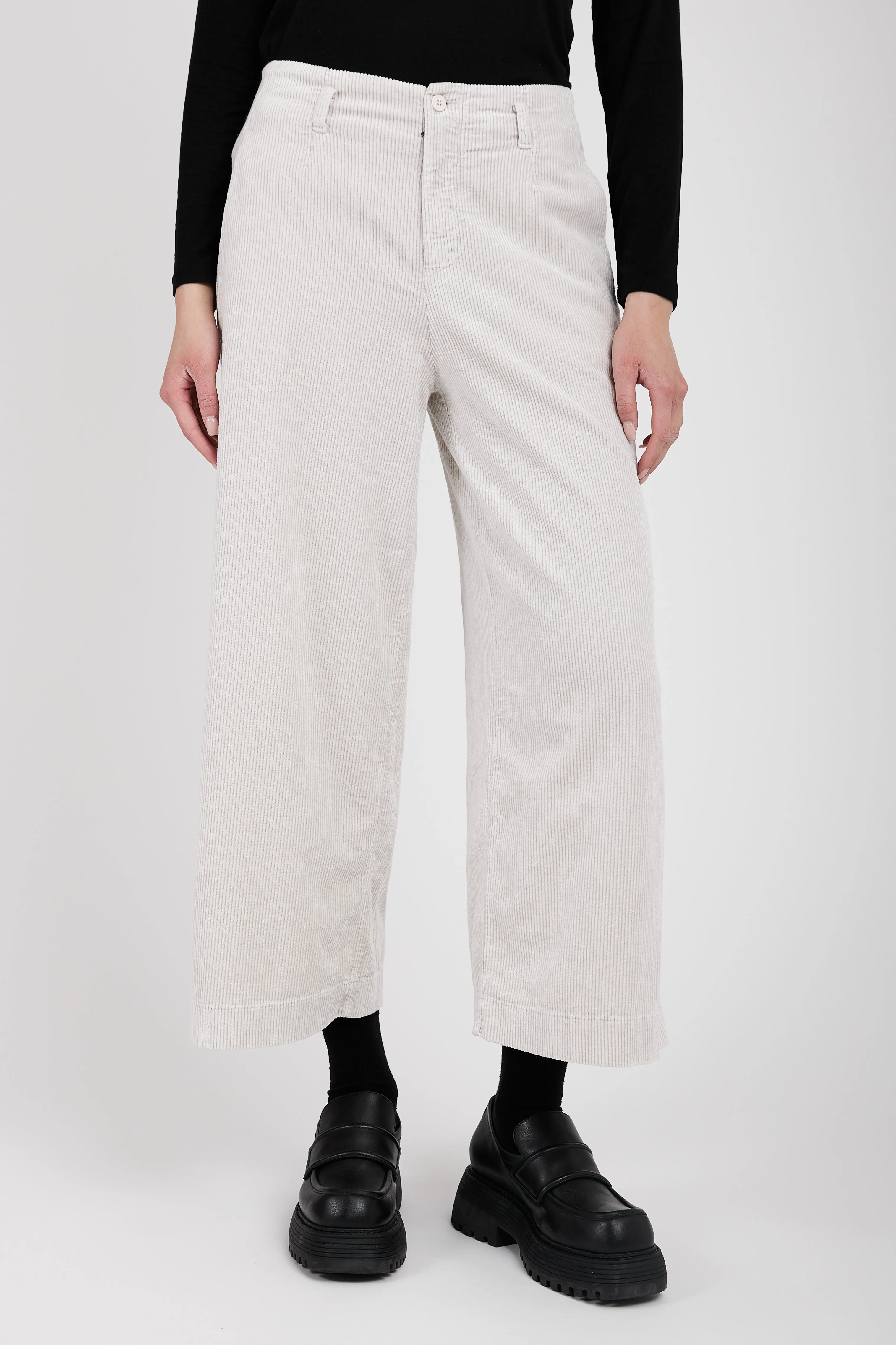 Wide Leg Cropped Trouser Pant in Ice