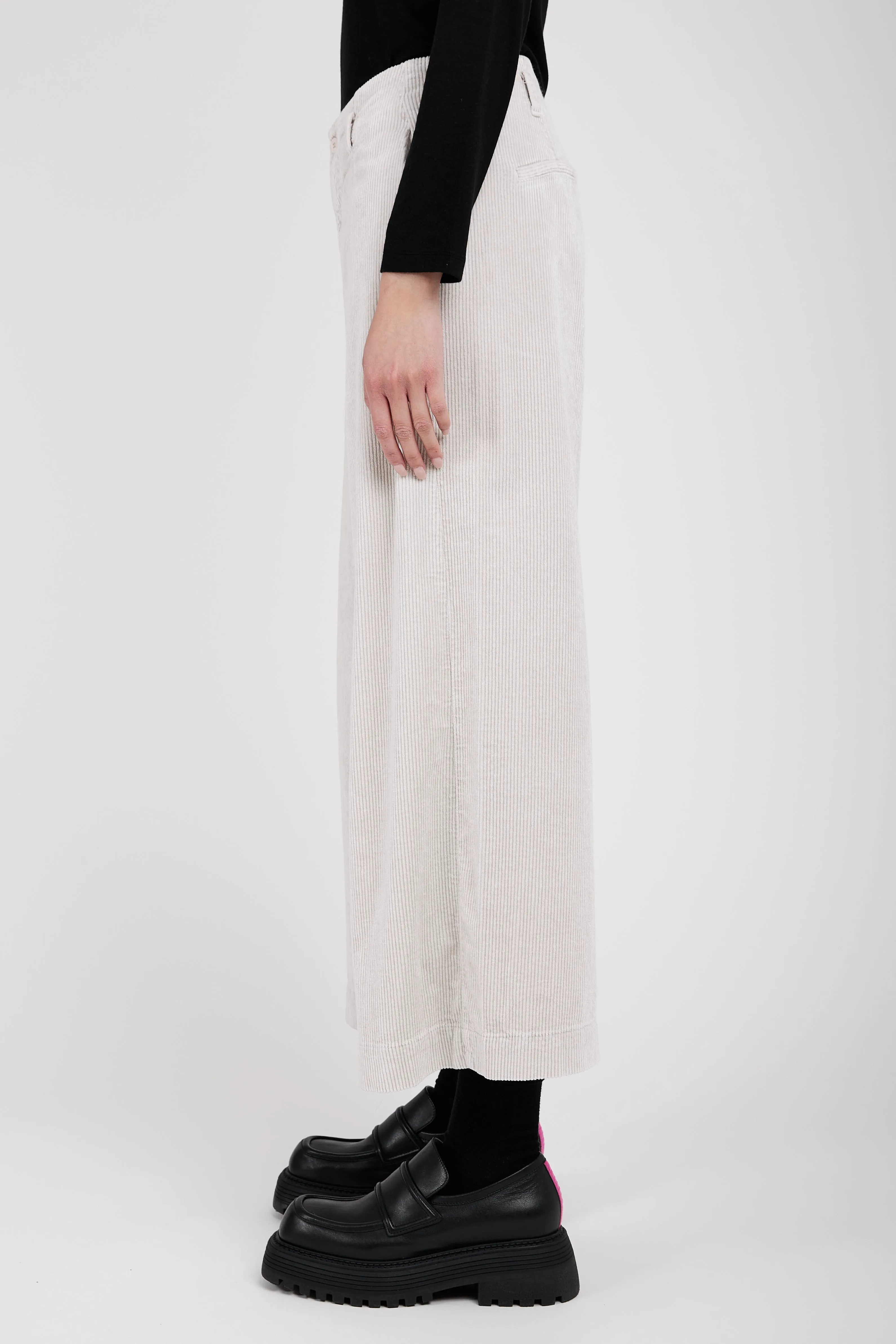 Wide Leg Cropped Trouser Pant in Ice