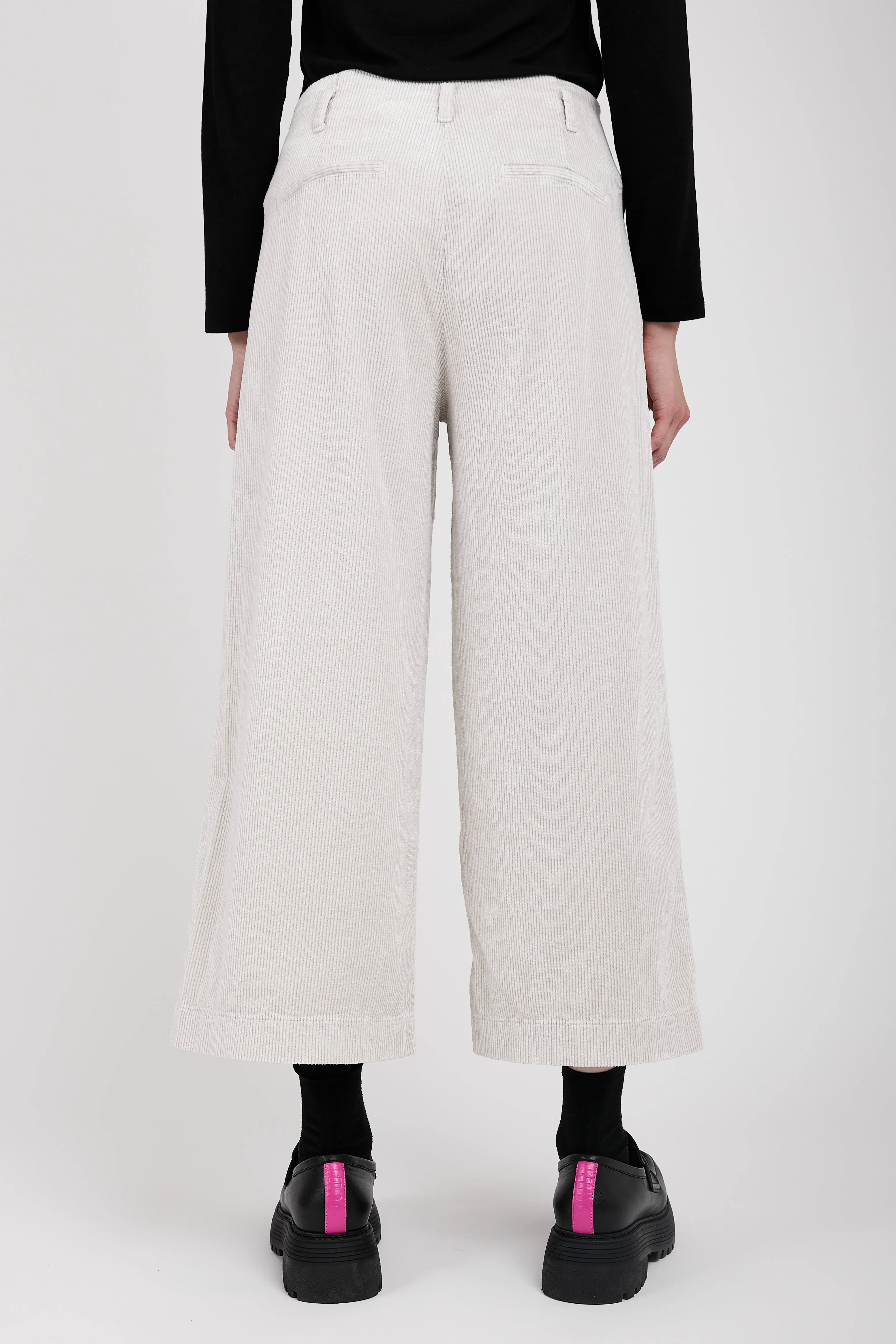 Wide Leg Cropped Trouser Pant in Ice