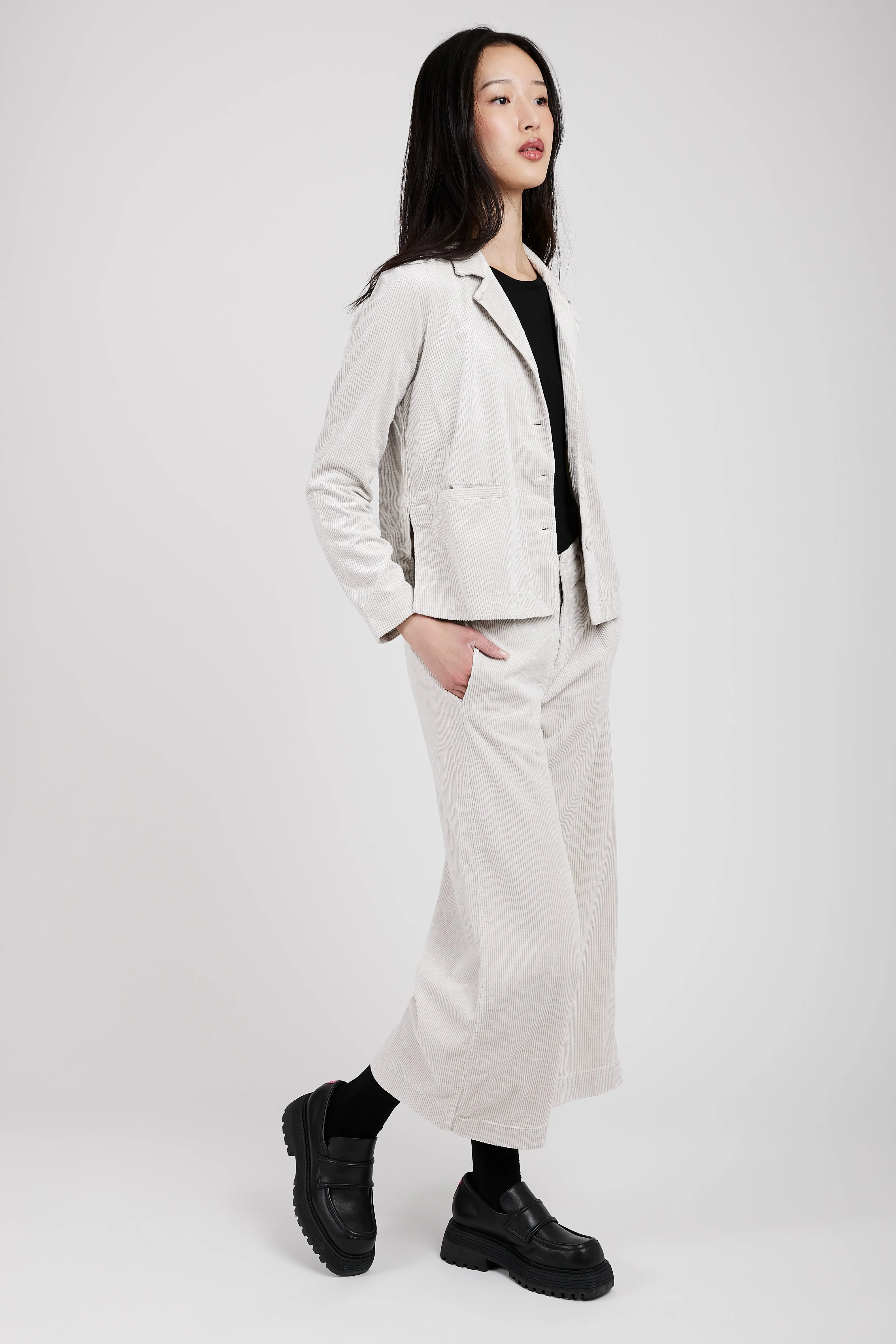 Wide Leg Cropped Trouser Pant in Ice