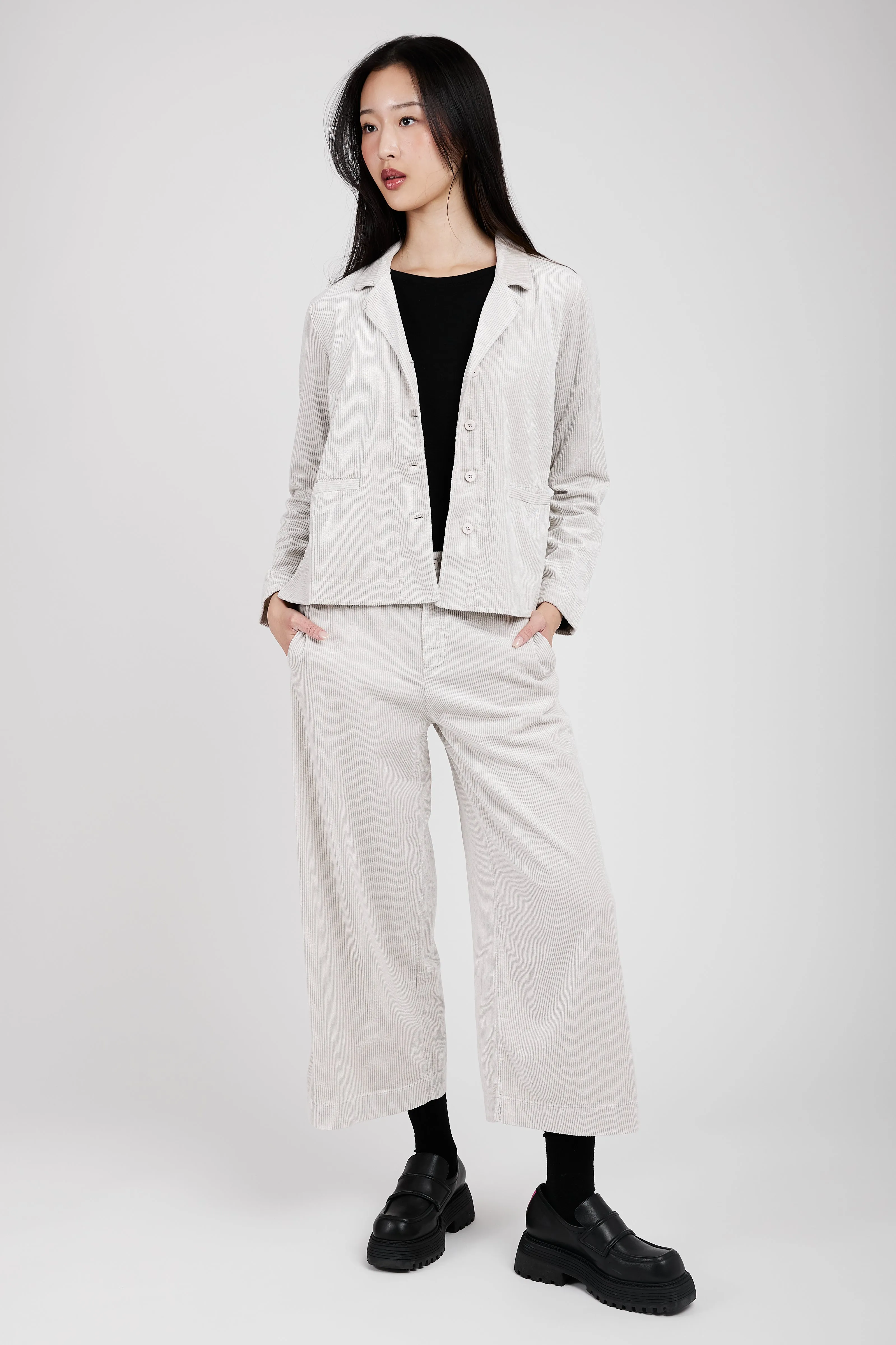 Wide Leg Cropped Trouser Pant in Ice