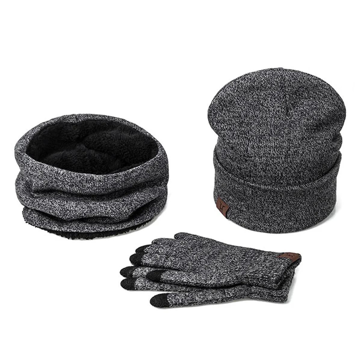 Winter Beanie Hat For Men Women Hat Scarf Warm Scarf Hat Gloves Set Male Female Hat Scarf Set 3 Pcs Skullies Beanies