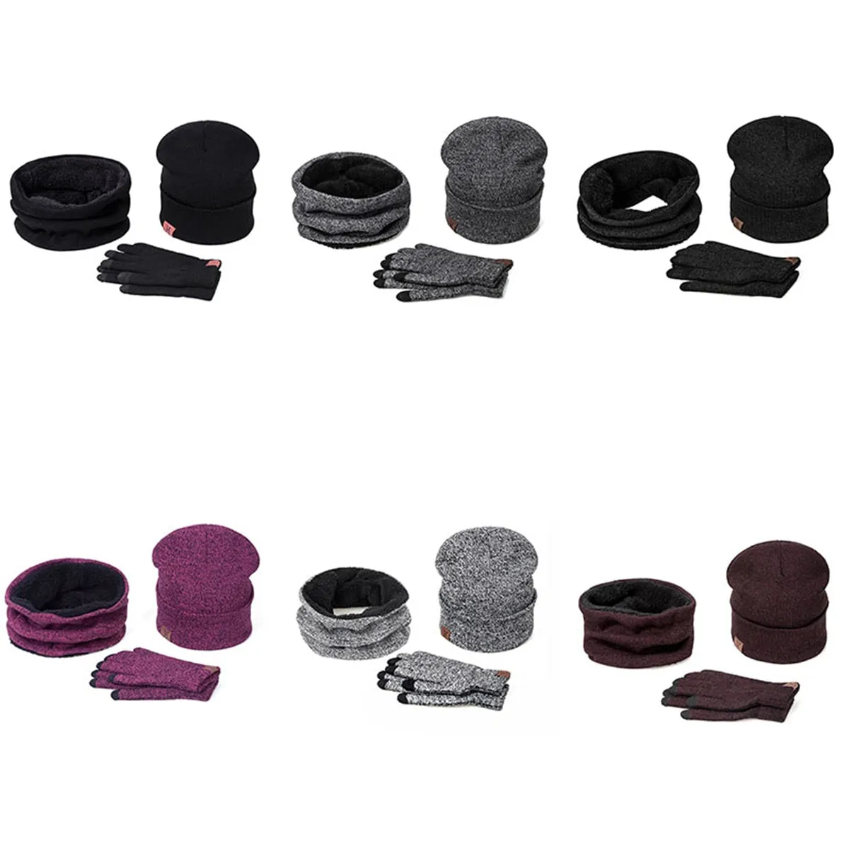 Winter Beanie Hat For Men Women Hat Scarf Warm Scarf Hat Gloves Set Male Female Hat Scarf Set 3 Pcs Skullies Beanies