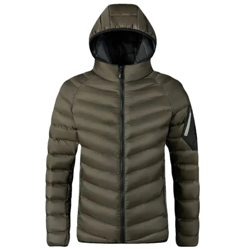 Winter Padded Thick Hooded Puffer Rain Jacket for men