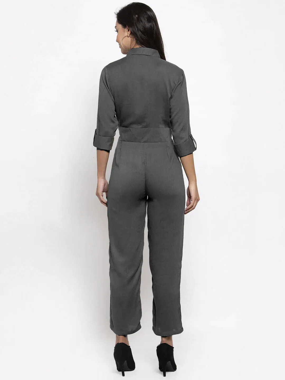 Women Grey Solid Jumpsuit