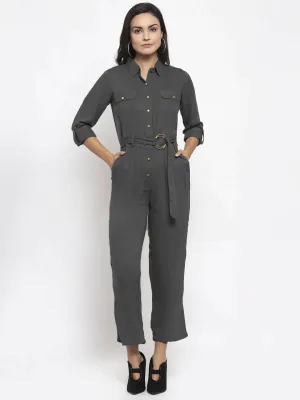 Women Grey Solid Jumpsuit