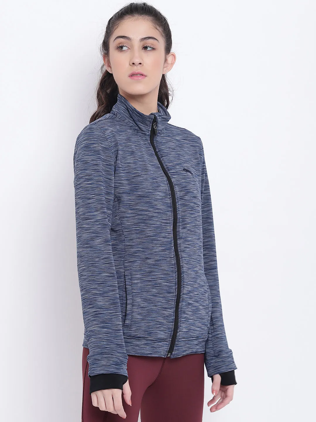 Women Navy Blue Sports Sporty Jacket