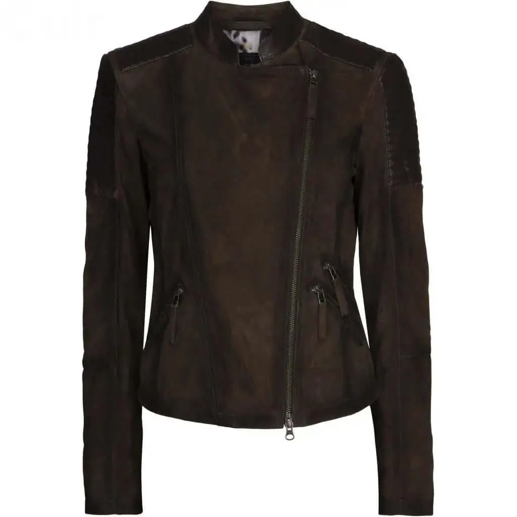 Women's Brown Goat Suede Biker Jacket | Stylish Outerwear