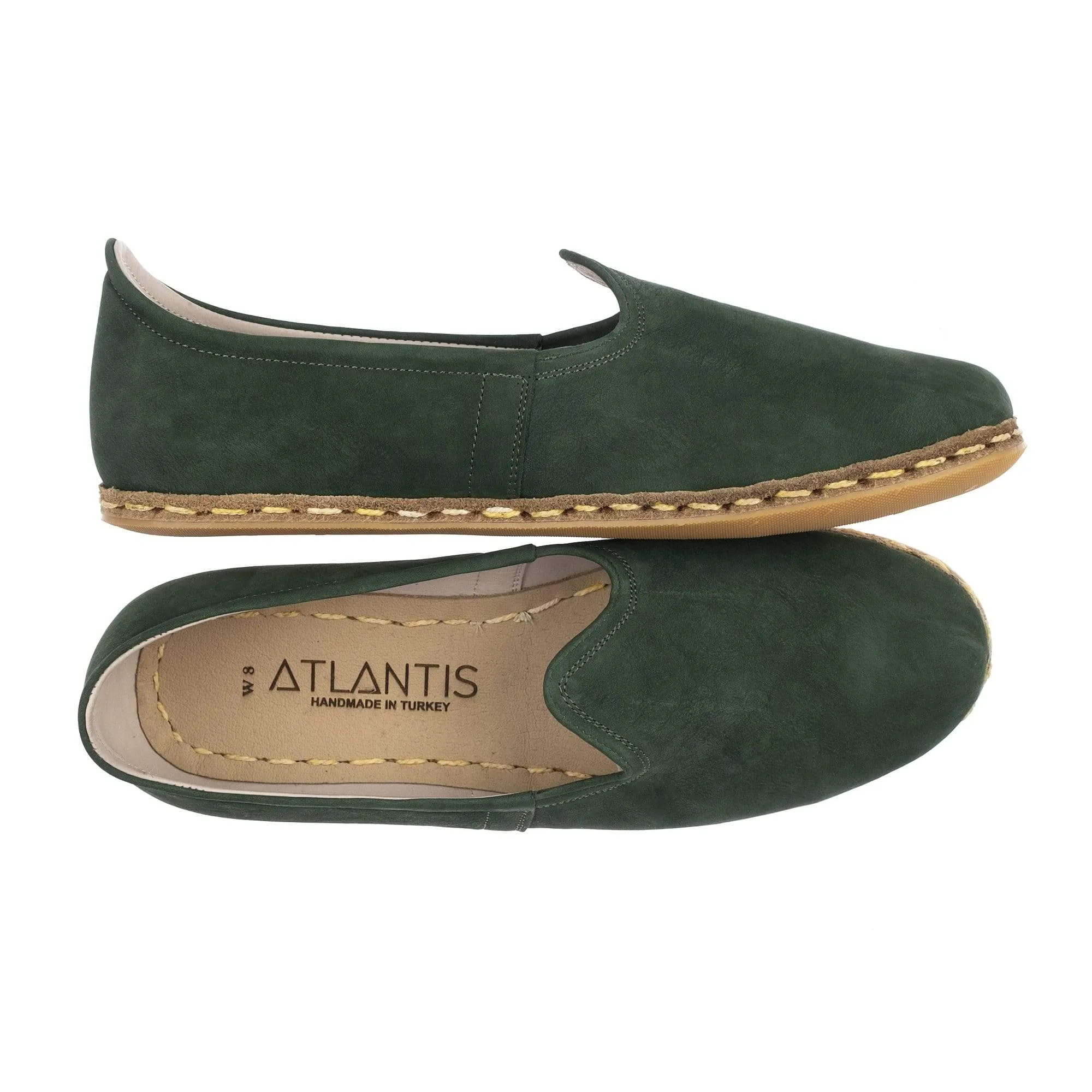 Women's Green Nubucks Slip On Shoes