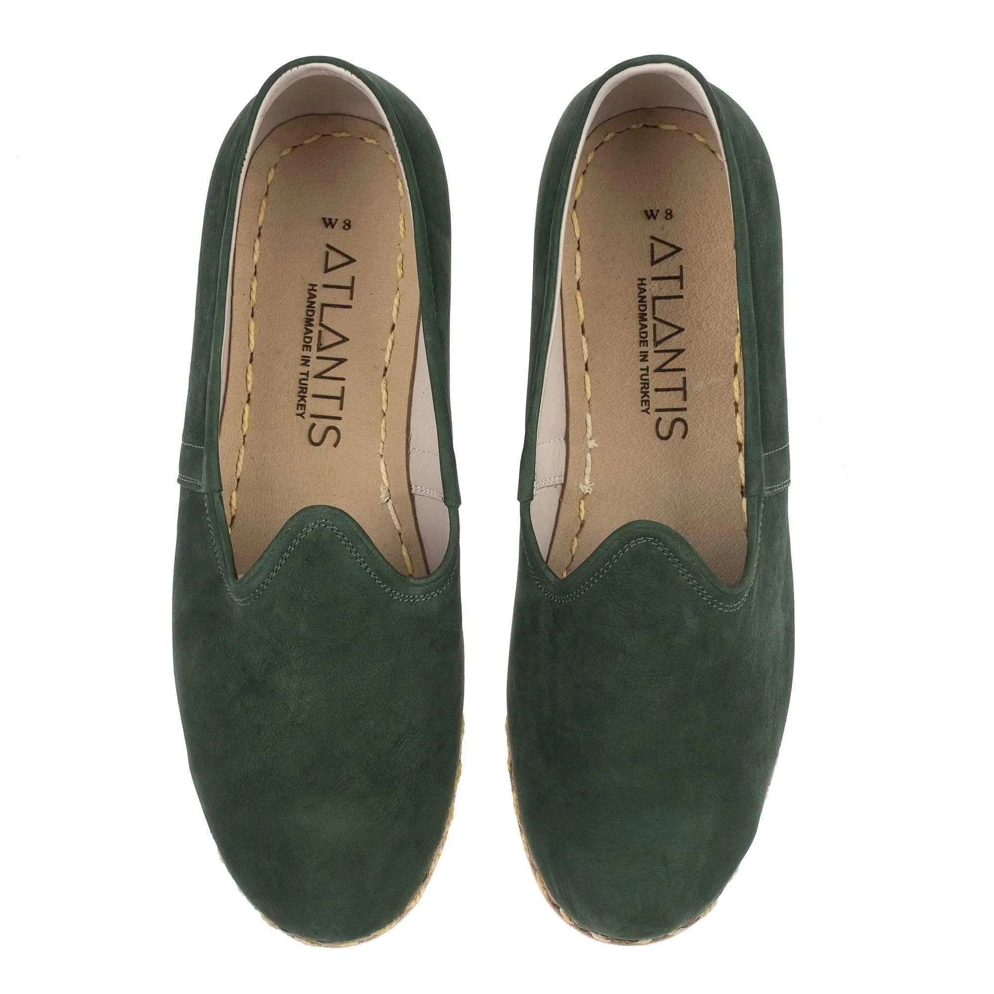 Women's Green Nubucks Slip On Shoes