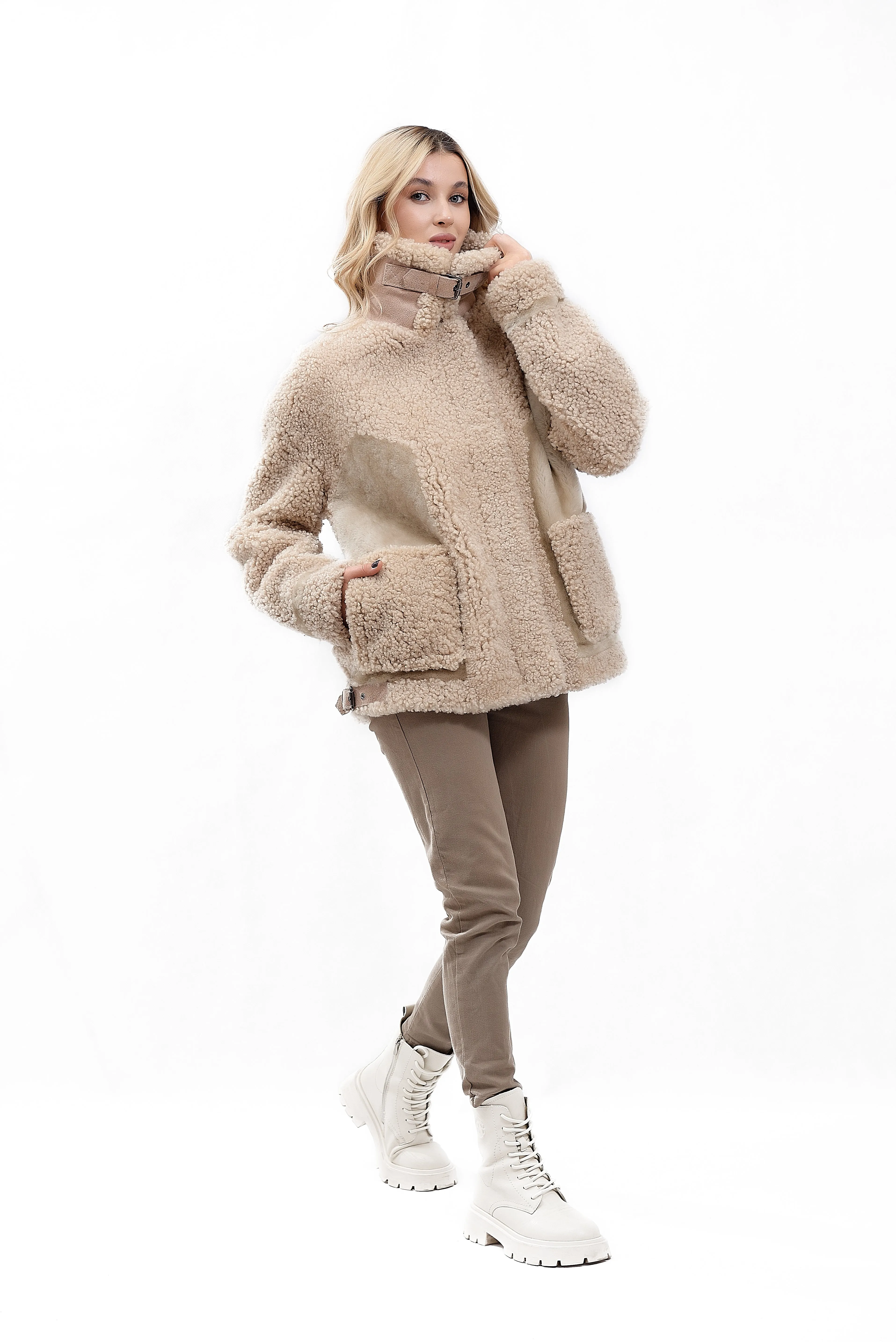 Women's Jacket "Bomber 2" in Beige color