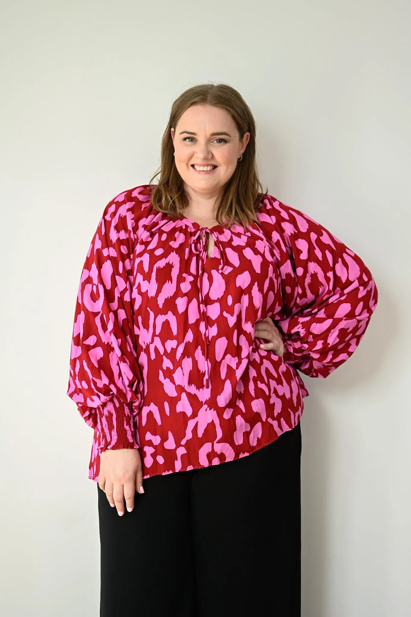 Zoe Blouse - Red & Pink