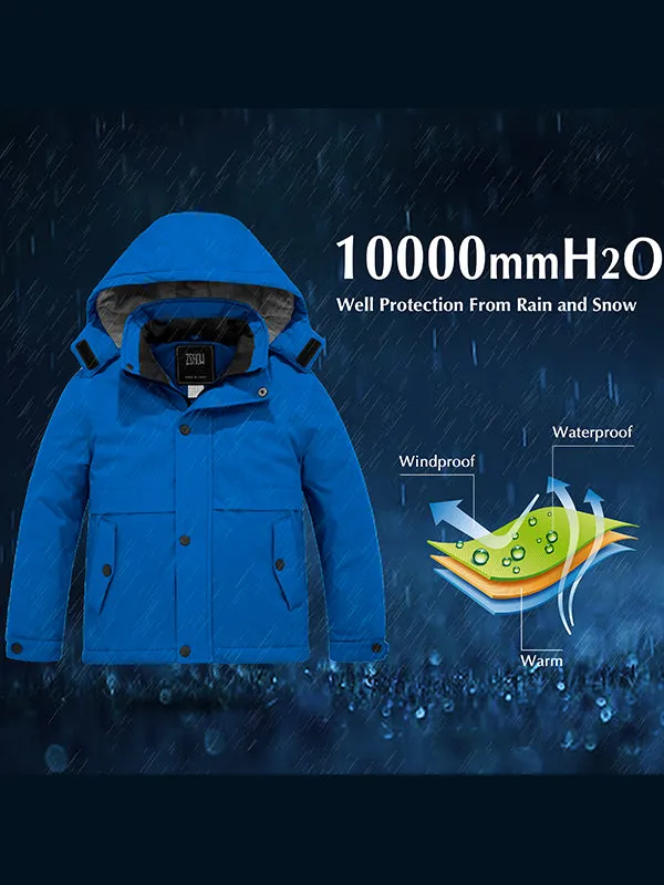 ZSHOW Boys' Waterproof Ski Jacket Warm Winter Coat Thick Hooded Snow Coat